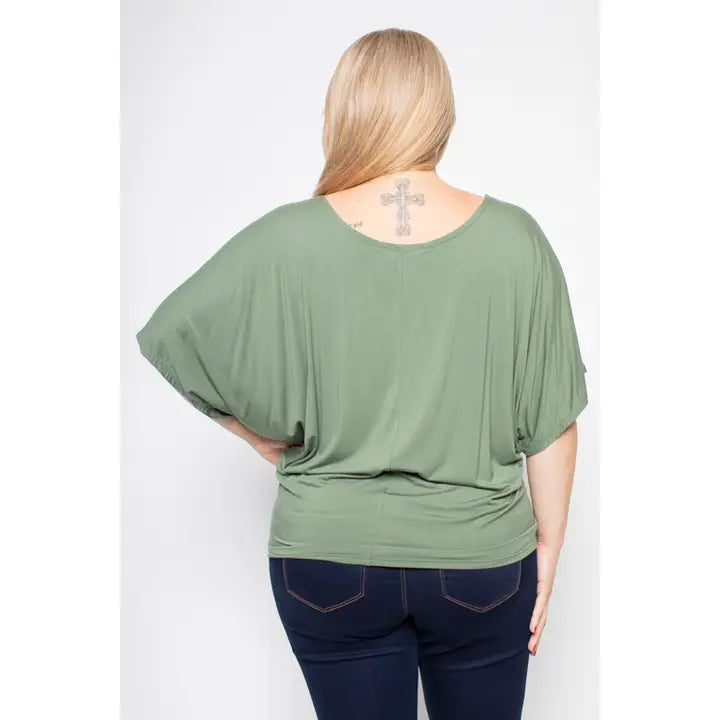 Plus Size Batwing Knit Top