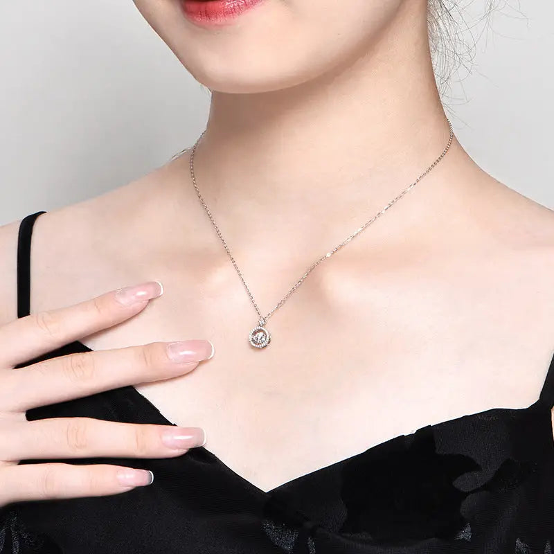 Dancing Moissanite Charm Necklace in 925 Sterling Silver