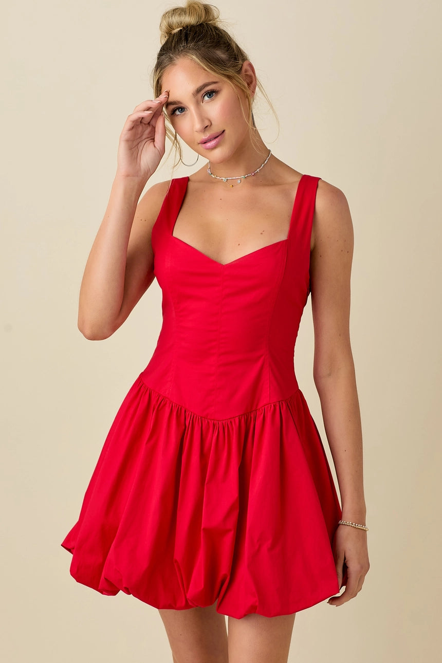 Sweetheart Neckline Mini Dress with Bubble Hem