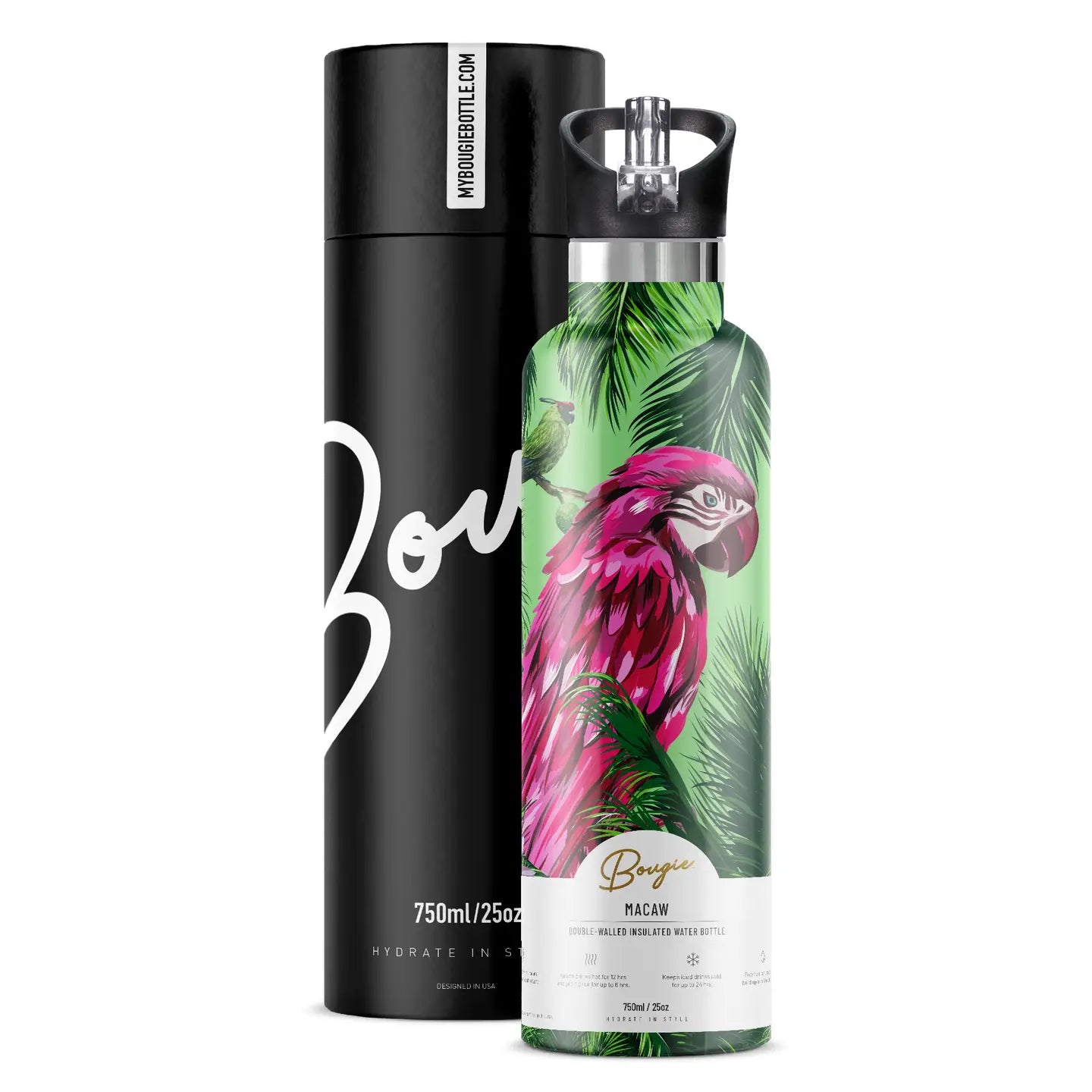 Macaw Parrot 25 oz Insulated Water Bottle