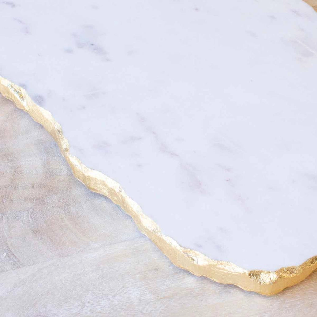 Cross Marble Serving Board White/Gold 9.5x15
