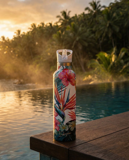 Hibiscus Floral Insulated Water Bottle  25oz