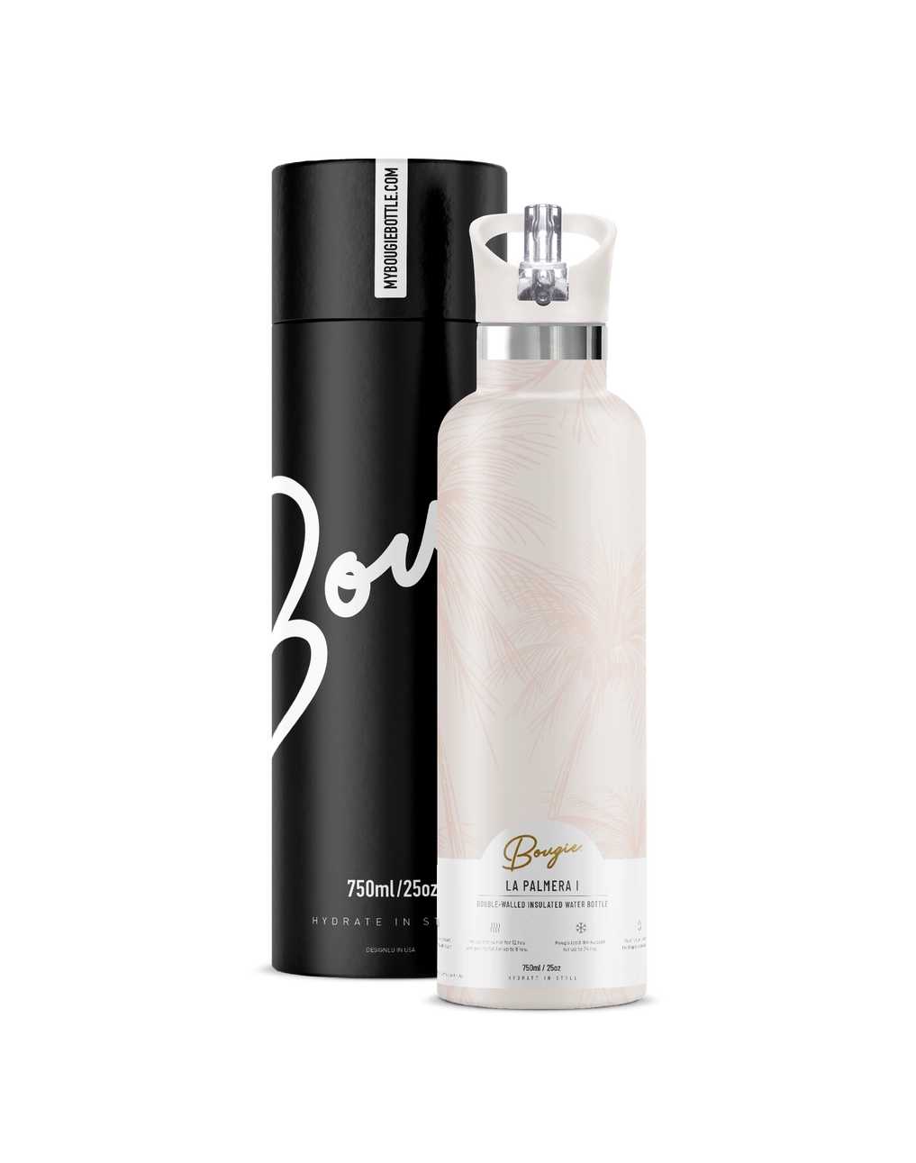 La Palmera – Golden Palm Tree Insulated Water Bottle | 25oz