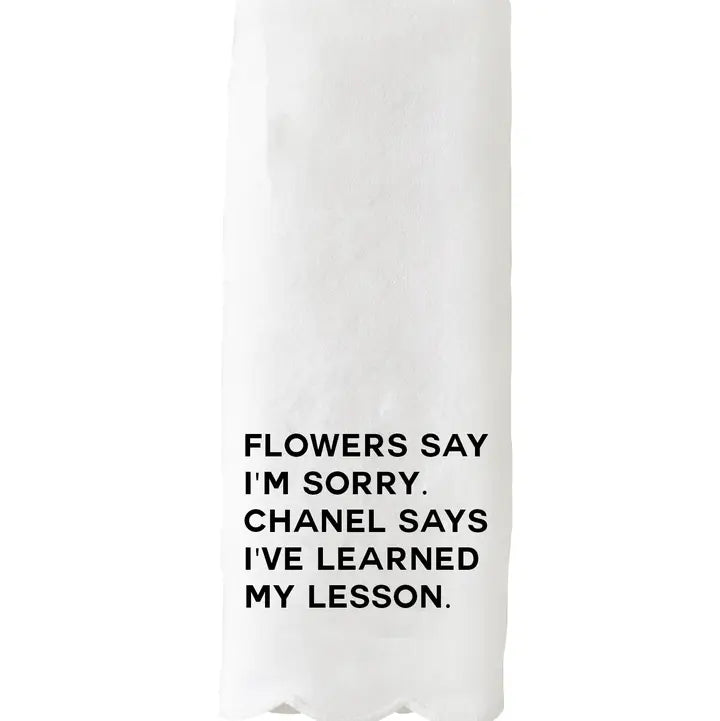 Scalloped Guest Towel - Flowers Say I'm Sorry