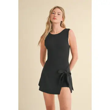 Black Sleeveless Wrap Tie Front Dress (Kimberly C)