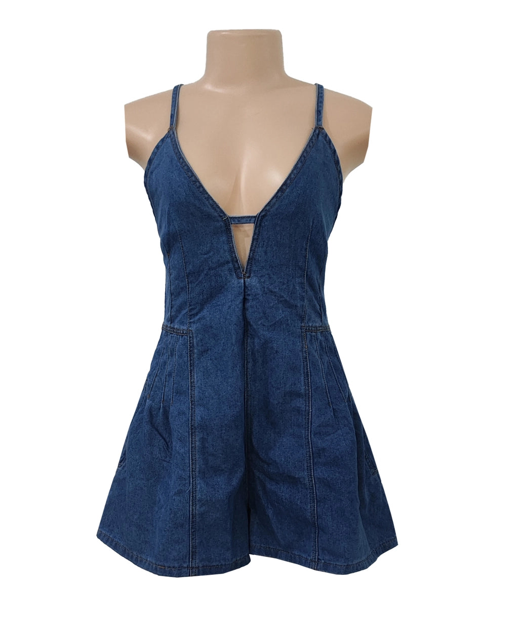 Western Cowgirl Style Chill Denim Romper Strappy Shortall