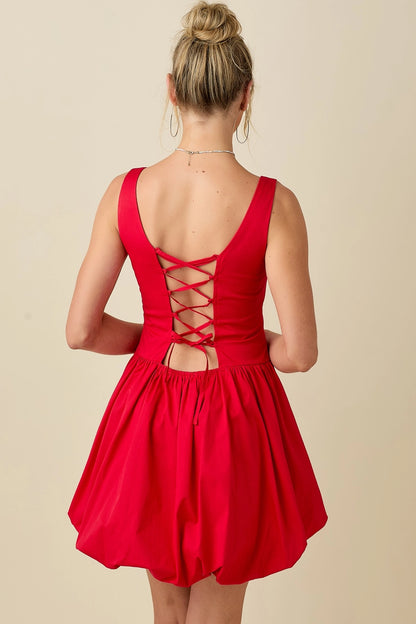 Sweetheart Neckline Mini Dress with Bubble Hem