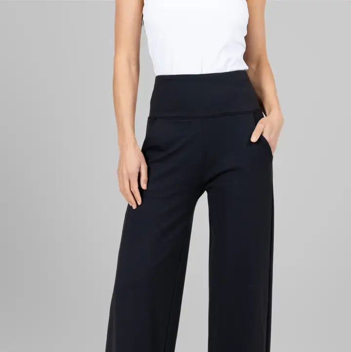 High Waist Wide Leg Pant Petite (Black)