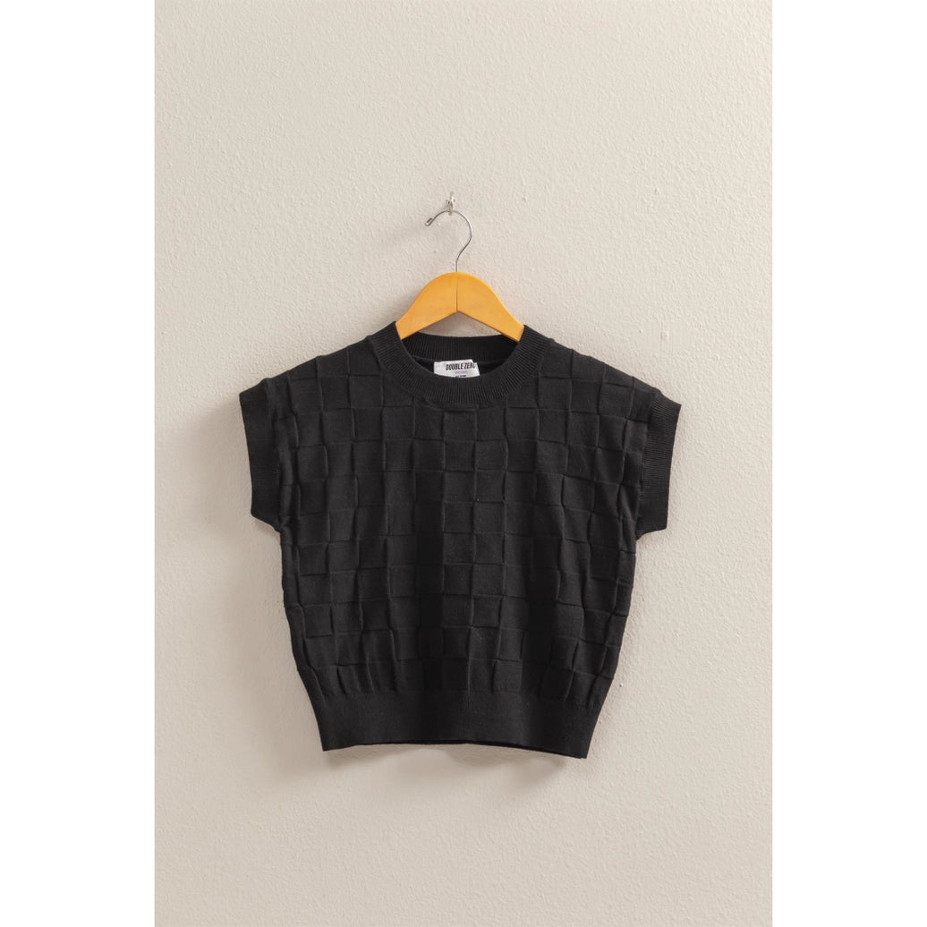 Basketweave Short Sleeve Top