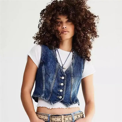 Fashionable Casual V-Neck Denim Vest