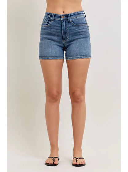 Judy Blue High Waist Classic Medium Wash Slim Jean Shorts