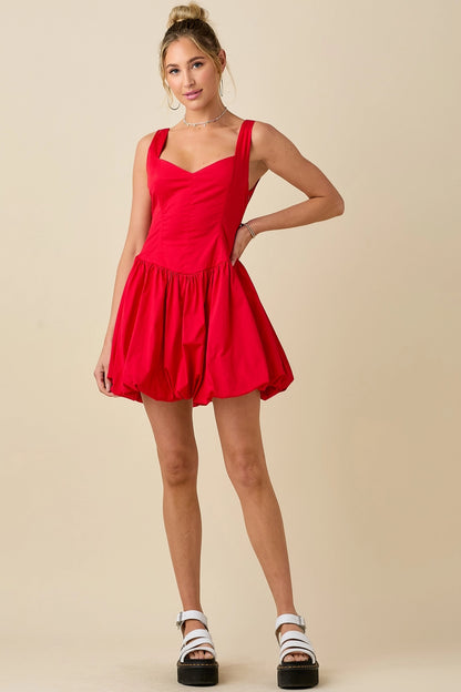 Sweetheart Neckline Mini Dress with Bubble Hem