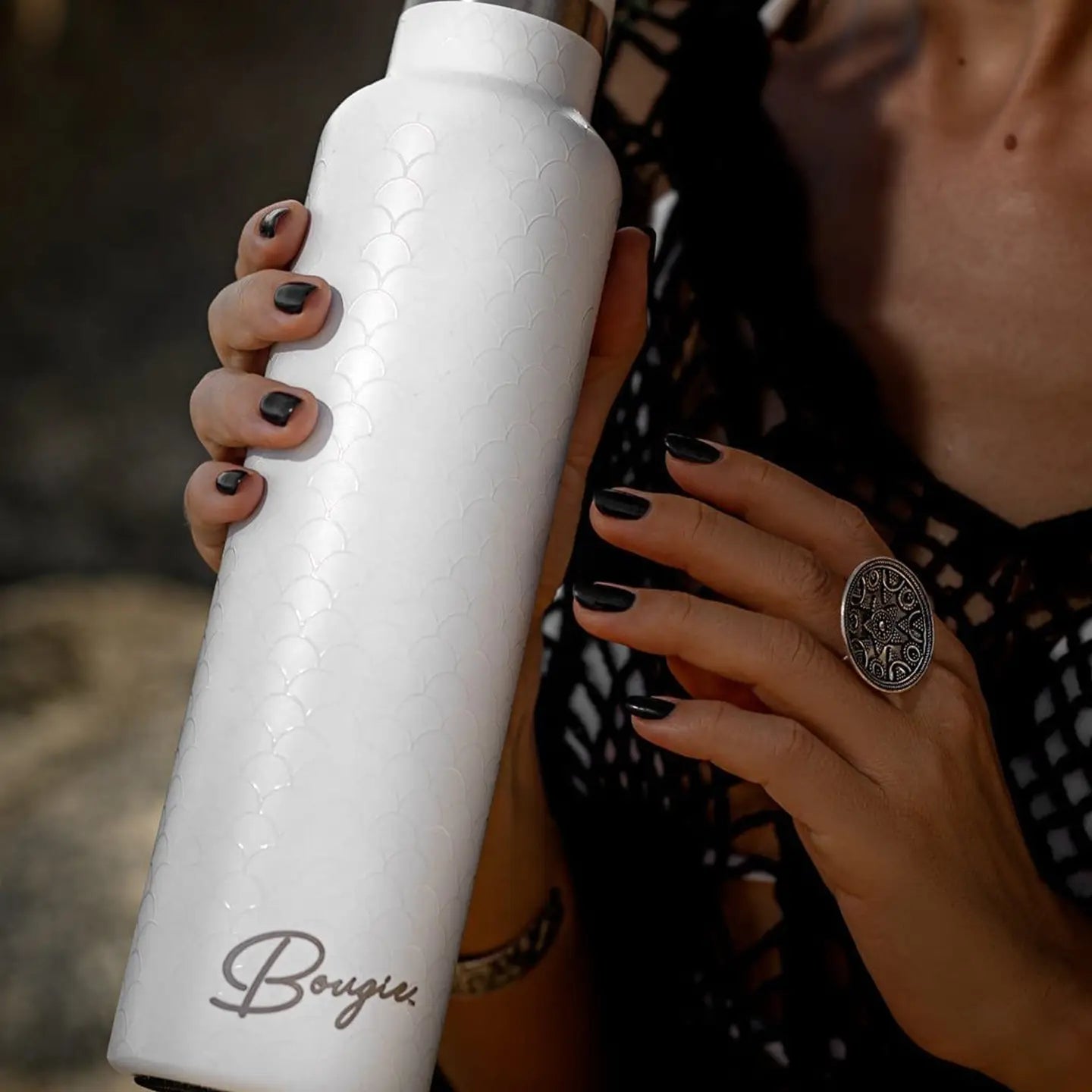Mermaid Gloss Scales 25 oz Insulated Water Bottle White