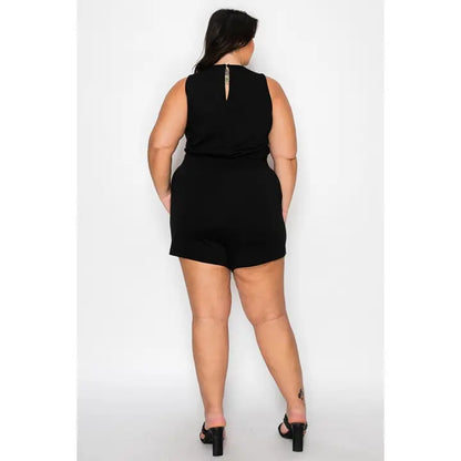 Plus Size Drawstring Waist Tank Romper