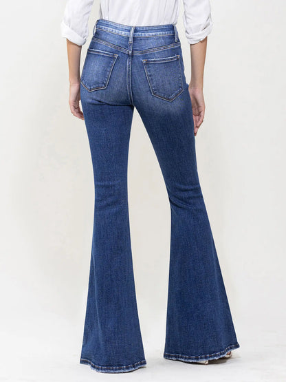 High Rise Color Block Super Flare Jeans (Vervet-Bella)