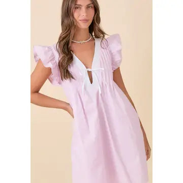 Ruffel Sleeve Summer Mini Dress (Lilac)