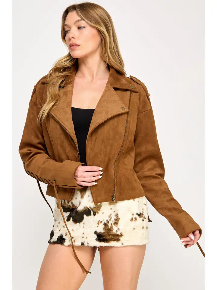 Frontier Moto Jacket - Western Lace Faux Suede