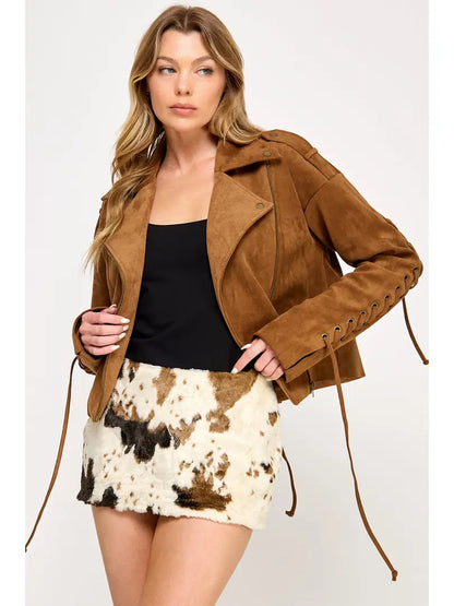 Frontier Moto Jacket - Western Lace Faux Suede