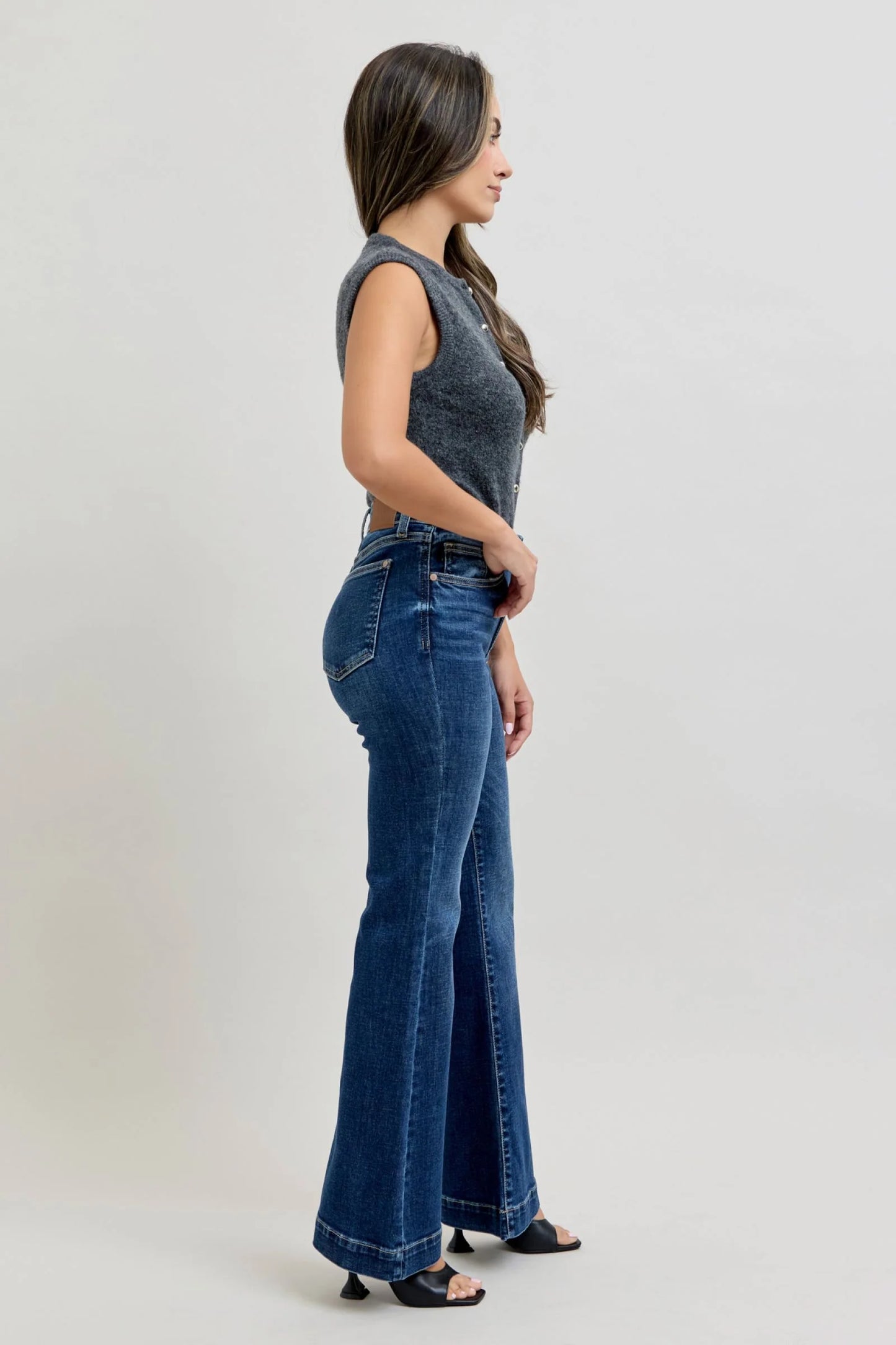 Judy Blue High Waist Trouser Flare Denim Jeans  Petite