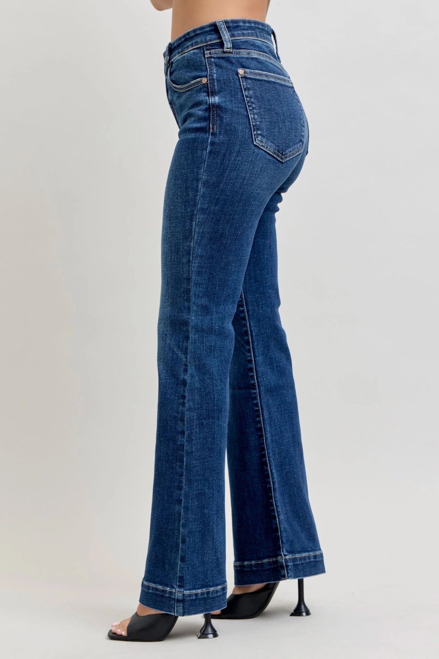 Judy Blue High Waist Trouser Flare Denim Jeans  Petite