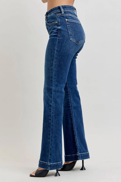 Judy Blue High Waist Trouser Flare Denim Jeans  Petite