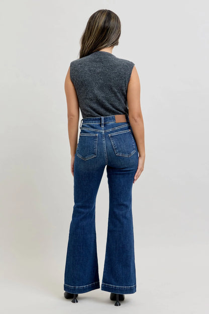 Judy Blue High Waist Trouser Flare Denim Jeans  Petite
