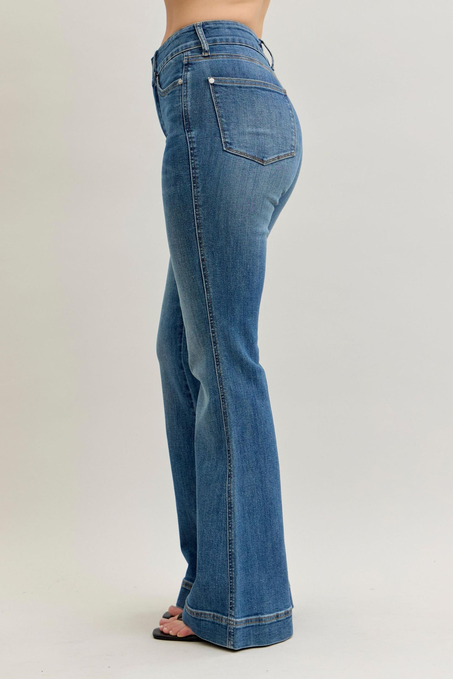Judy Blue High Waist Tummy Control Double Button Flare Denim Jeans
