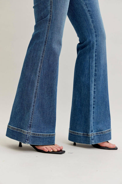 Judy Blue High Waist Tummy Control Double Button Flare Denim Jeans