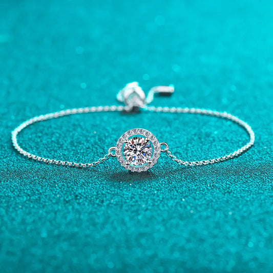 Moissanite Charm Wedding Bracelet in 925 Sterling Silver