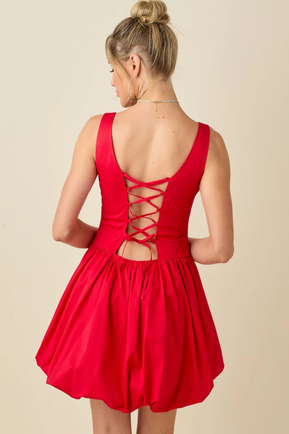 Sweetheart Neckline Mini Dress with Bubble Hem