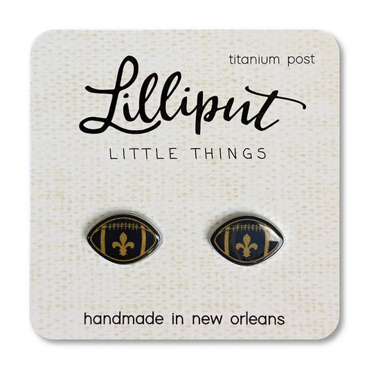 Black and Gold Fleur Football Earrings