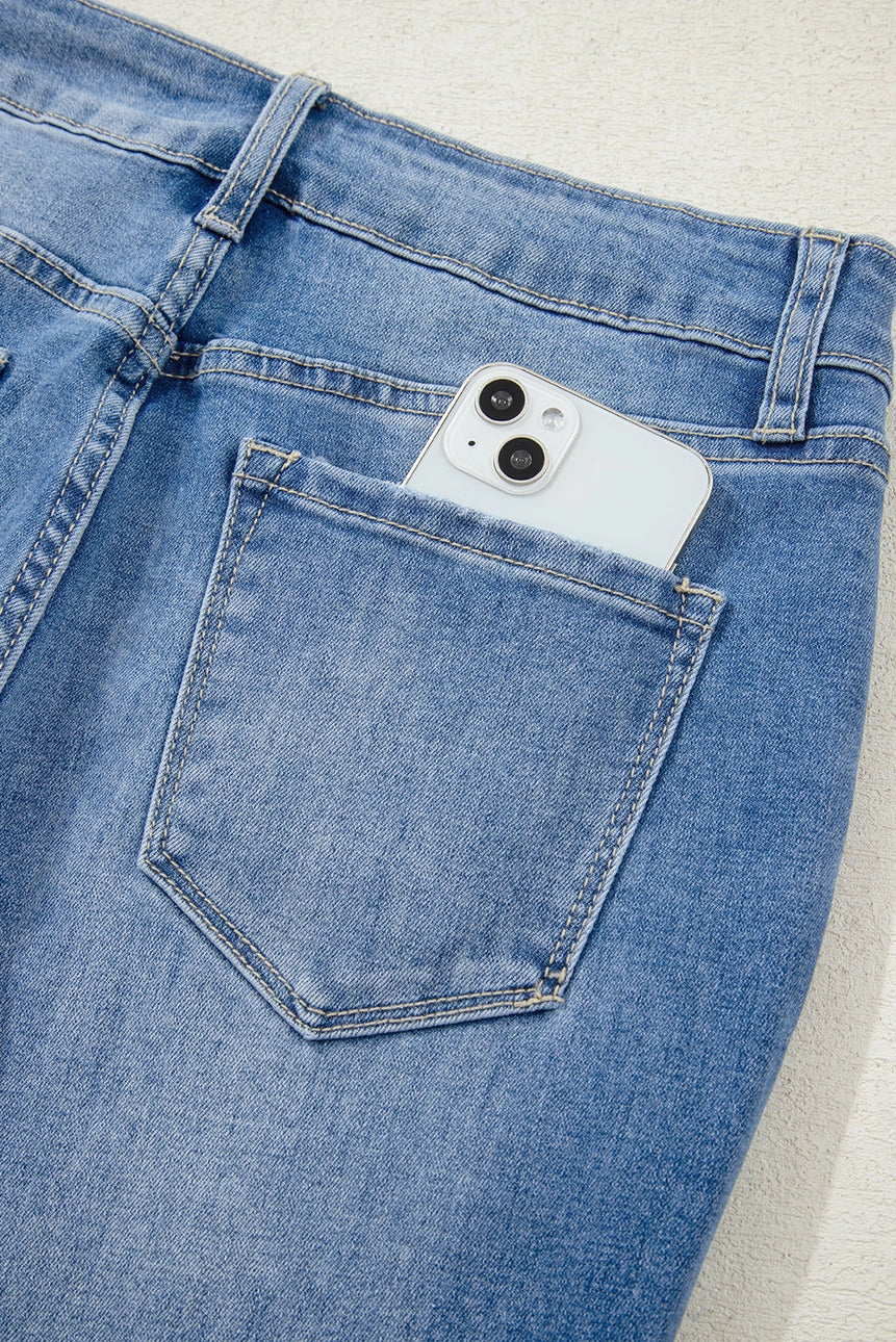 Ashleigh Blue Cut Out Side Frayed Hemline Flare Jeans