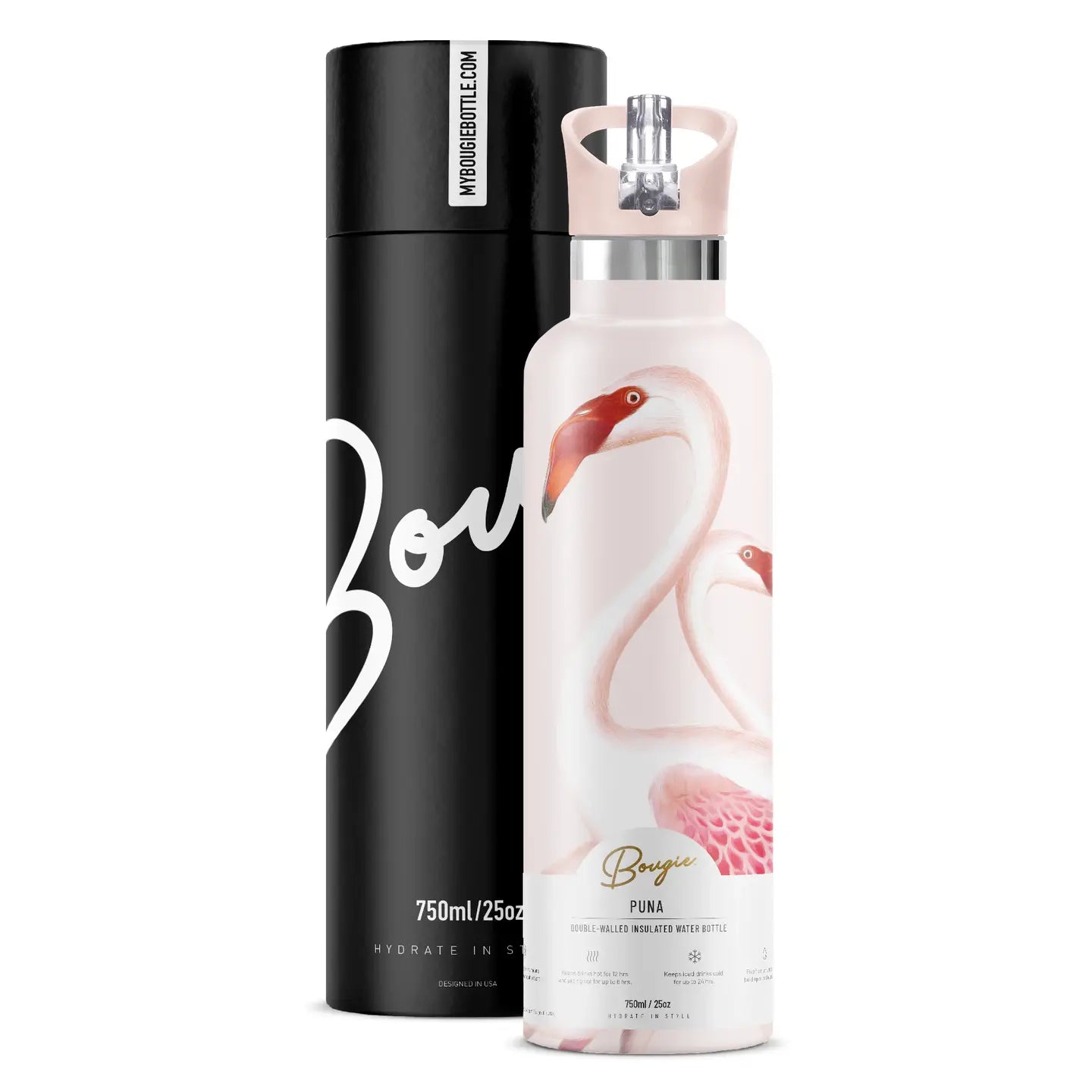 Puna Flamingo Nostalgia 25 oz Insulated Water Bottle