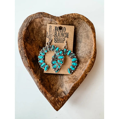 Western Squash Blossom Stone Stud Earrings