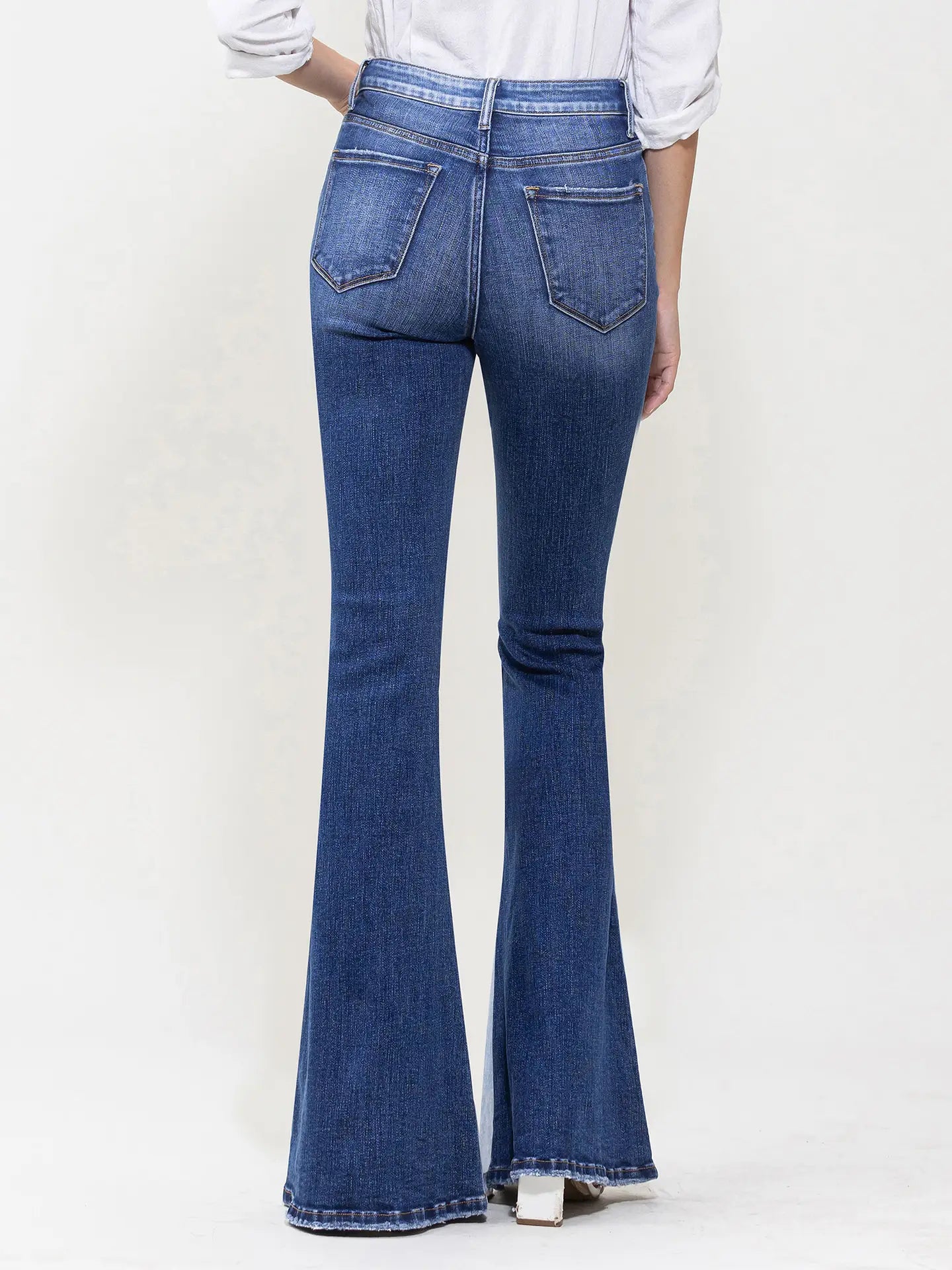 High Rise Color Block Super Flare Jeans (Vervet-Bella)