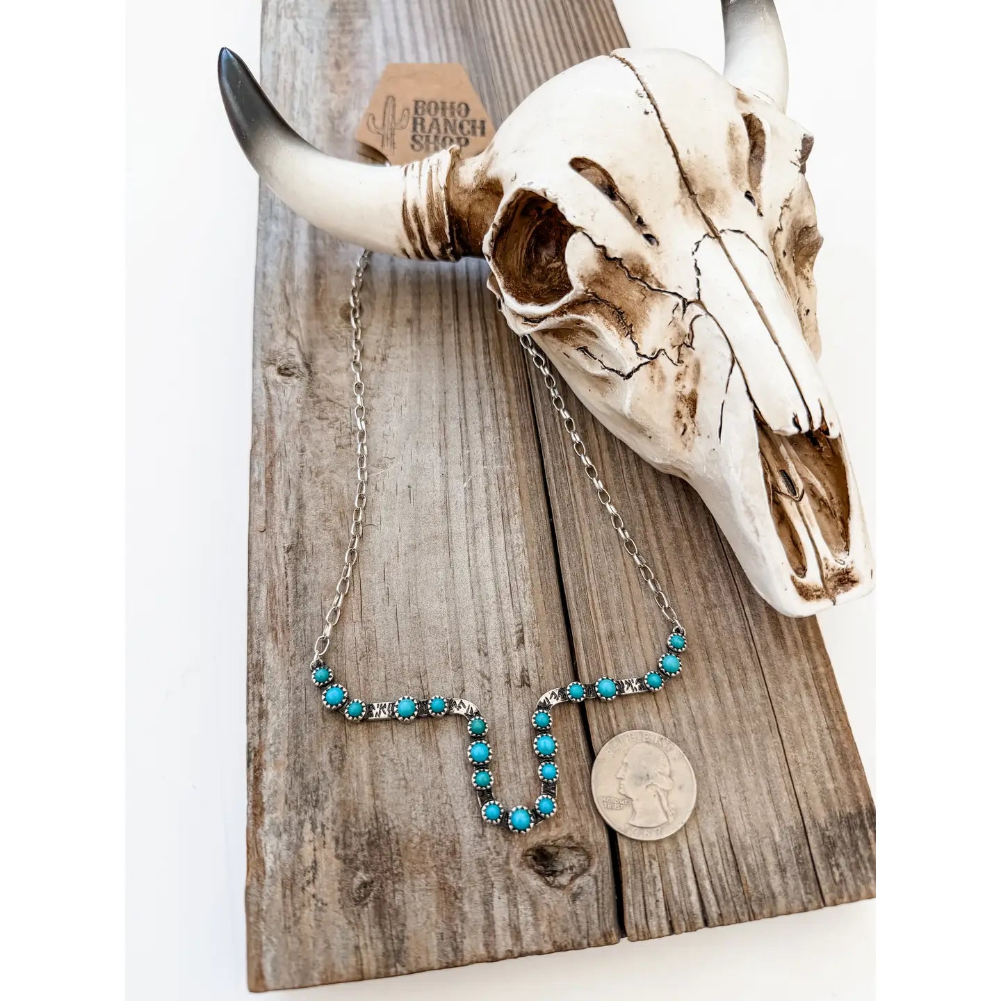 Western Steer head Stone Necklace