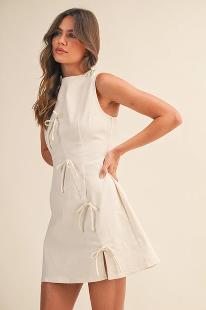 Ribbon Twill Mini Dress   (CREAM)