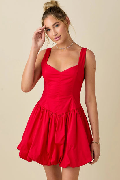 Sweetheart Neckline Mini Dress with Bubble Hem