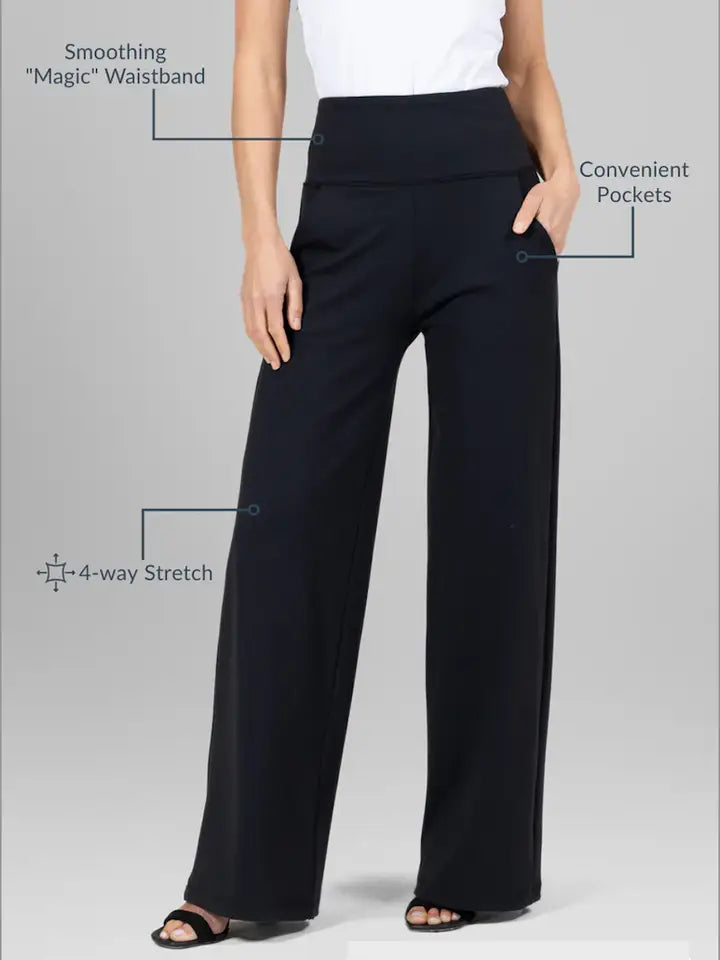 High Waist Wide Leg Pant Petite (Black)