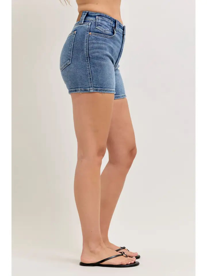 Judy Blue High Waist Classic Medium Wash Slim Jean Shorts
