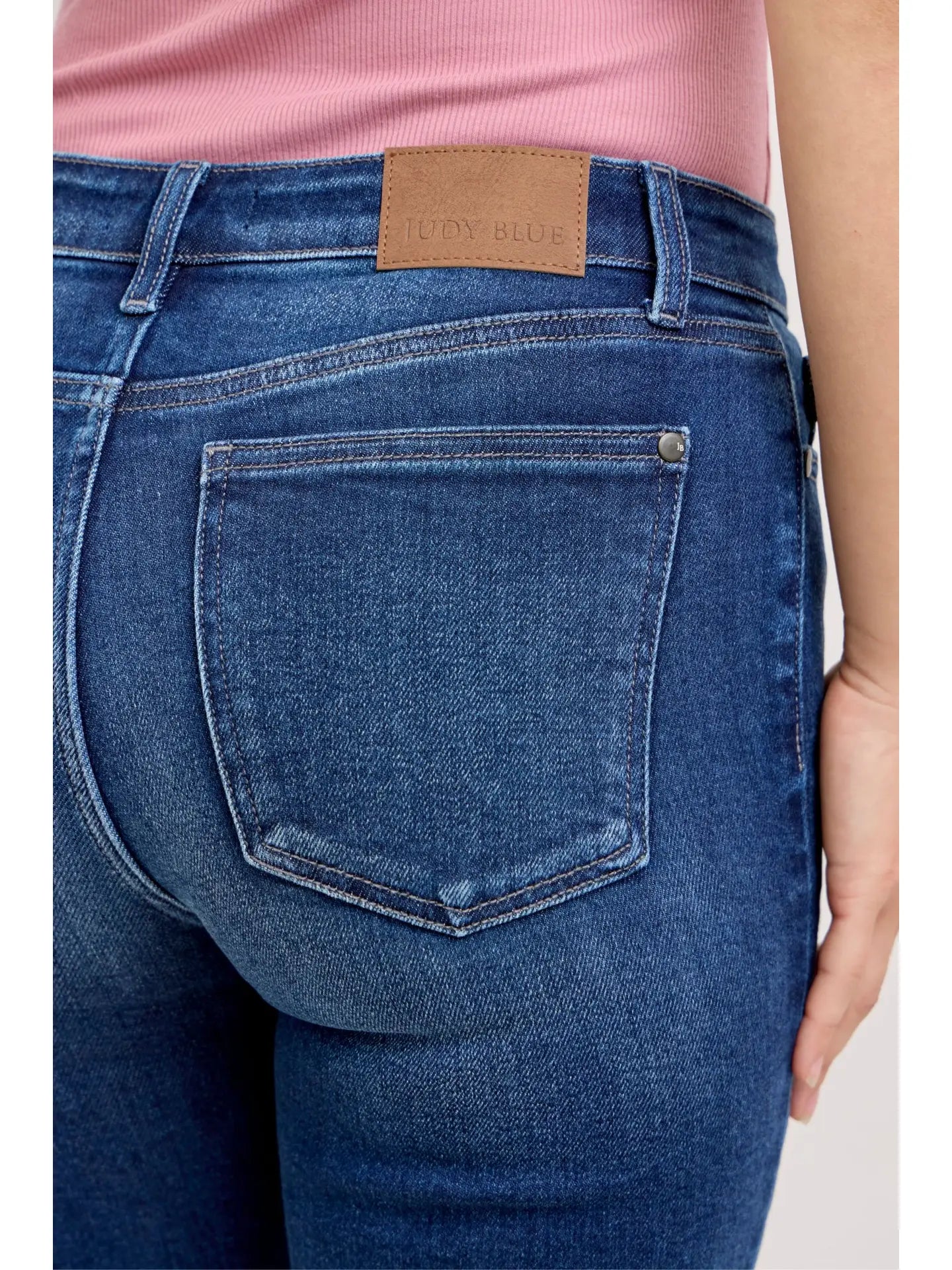 Judy Blue Mid Rise Dark Wash Bermuda Shorts