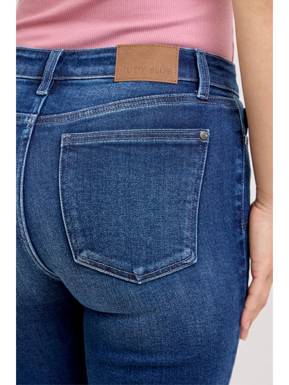 Judy Blue Mid Rise Dark Wash Bermuda Shorts