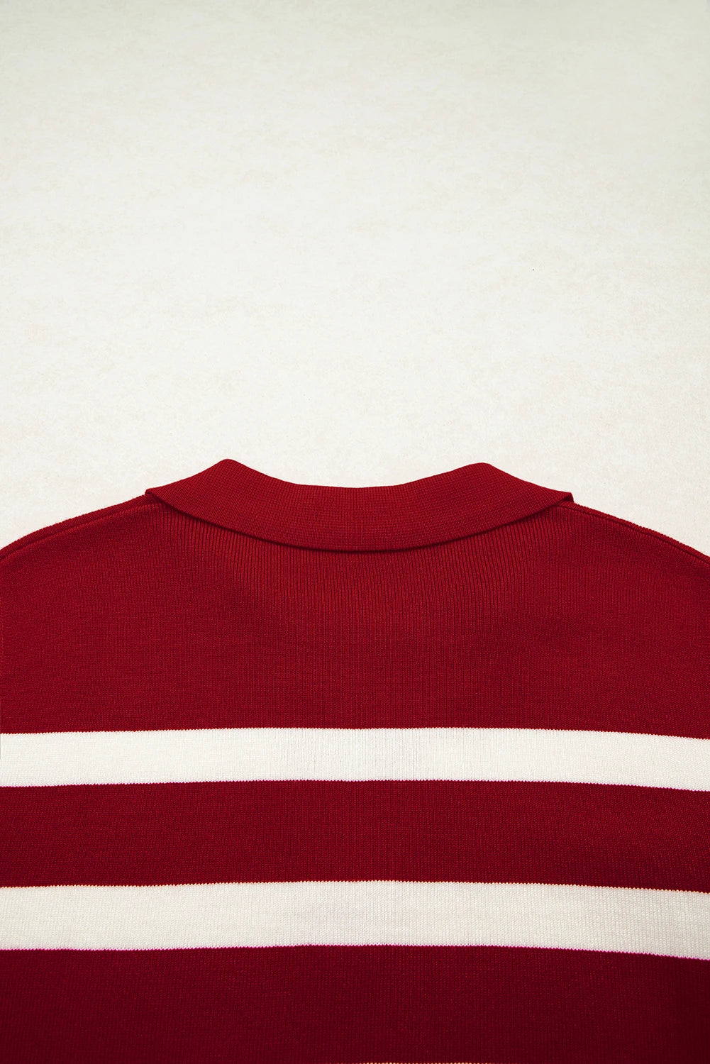 Red Stripe Collared Split Neck Sweater Vest