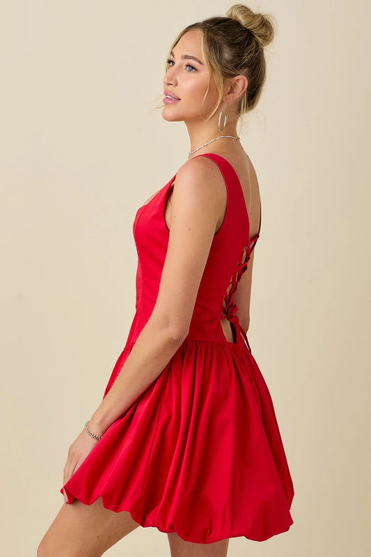 Sweetheart Neckline Mini Dress with Bubble Hem